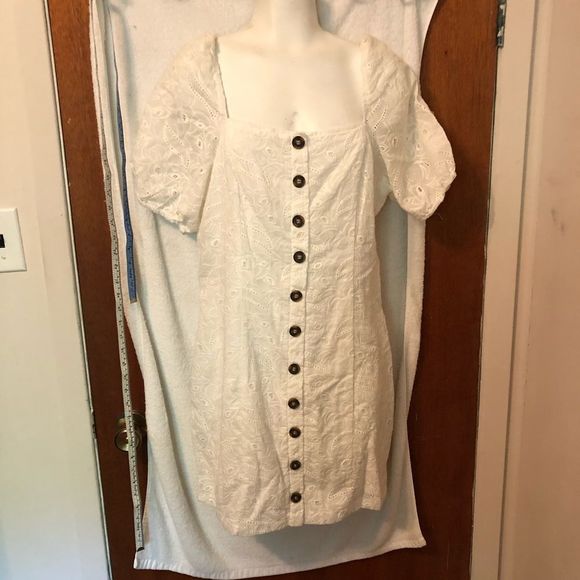 Linen lux short white dress size L - Picture 1 of 10